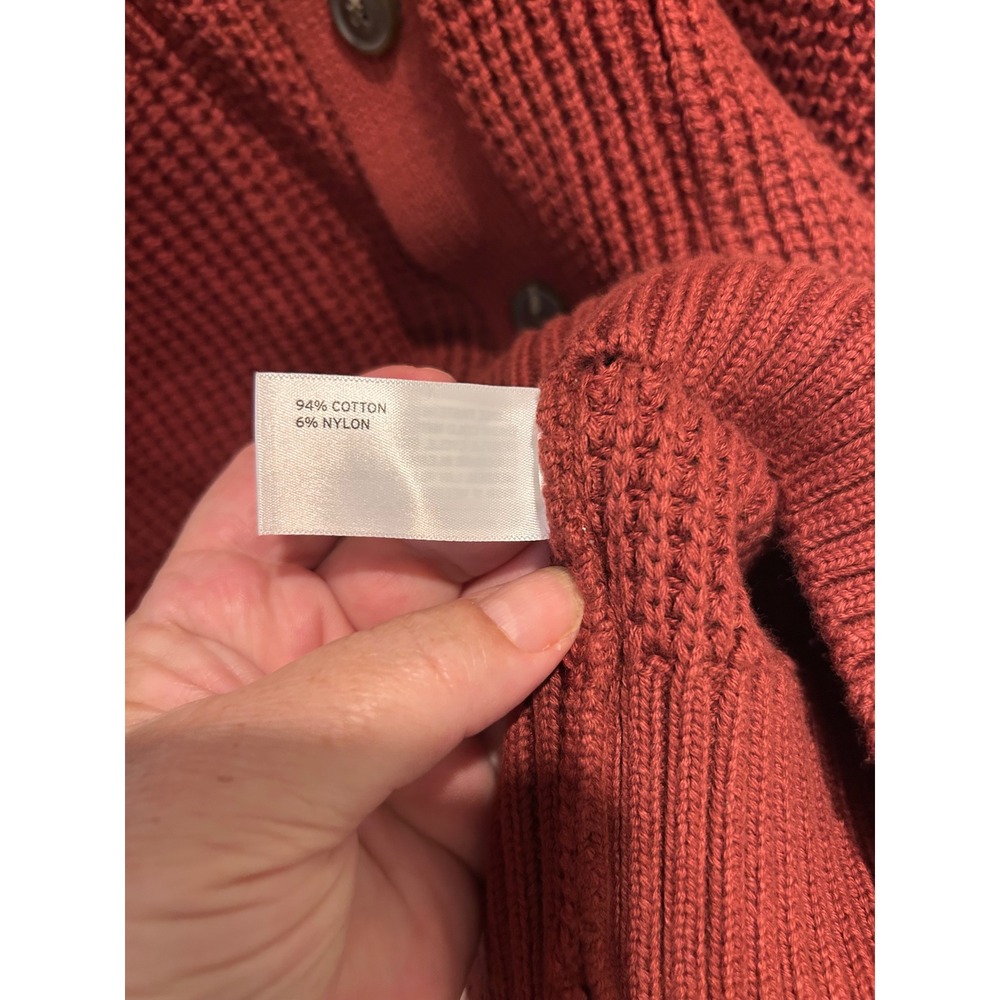 Duluth Mens Large Burly Retirement Rust Red Shawl Collar Waffle Knit Cardigan - Picture 6 of 6